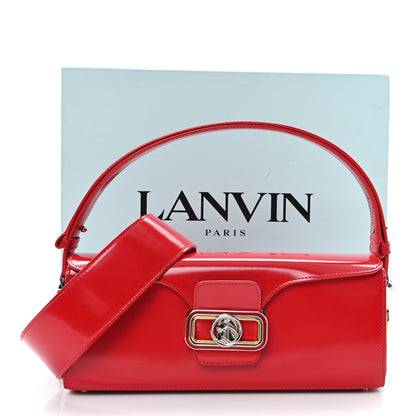 Lanvin Shiny Calfskin Medium Pencil Shoulder Bag Rouge Lipstick 10 of 11