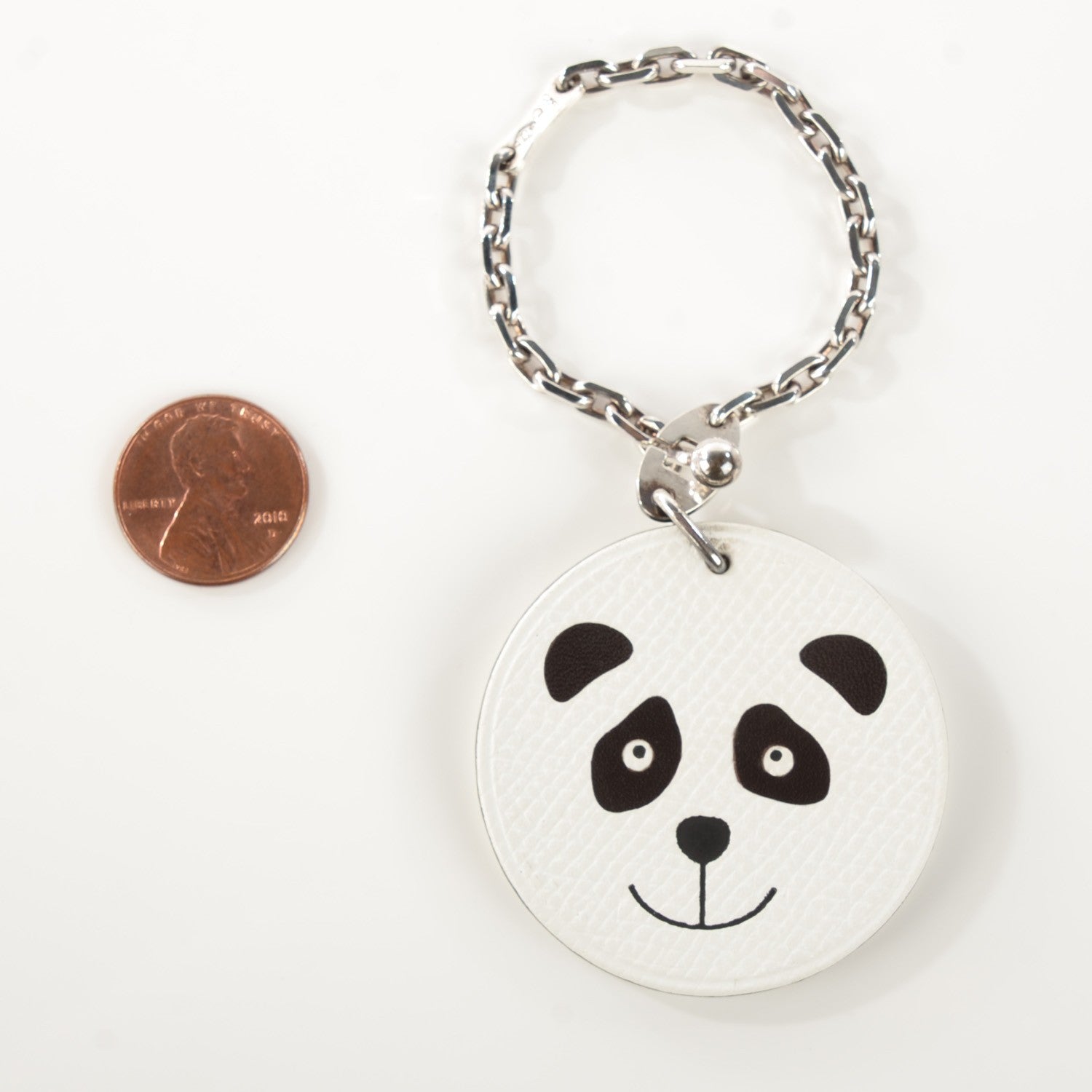 Hermes Epsom Panda Key Chain Bag Charm Black White 2 of 6
