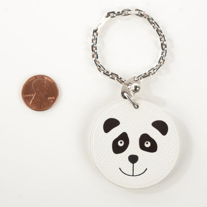 Hermes Epsom Panda Key Chain Bag Charm Black White 2 of 6