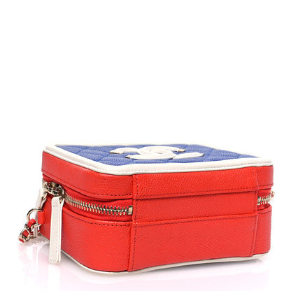 Chanel Caviar Quilted Small CC Filigree Vanity Case Blue White Red 4 of 11