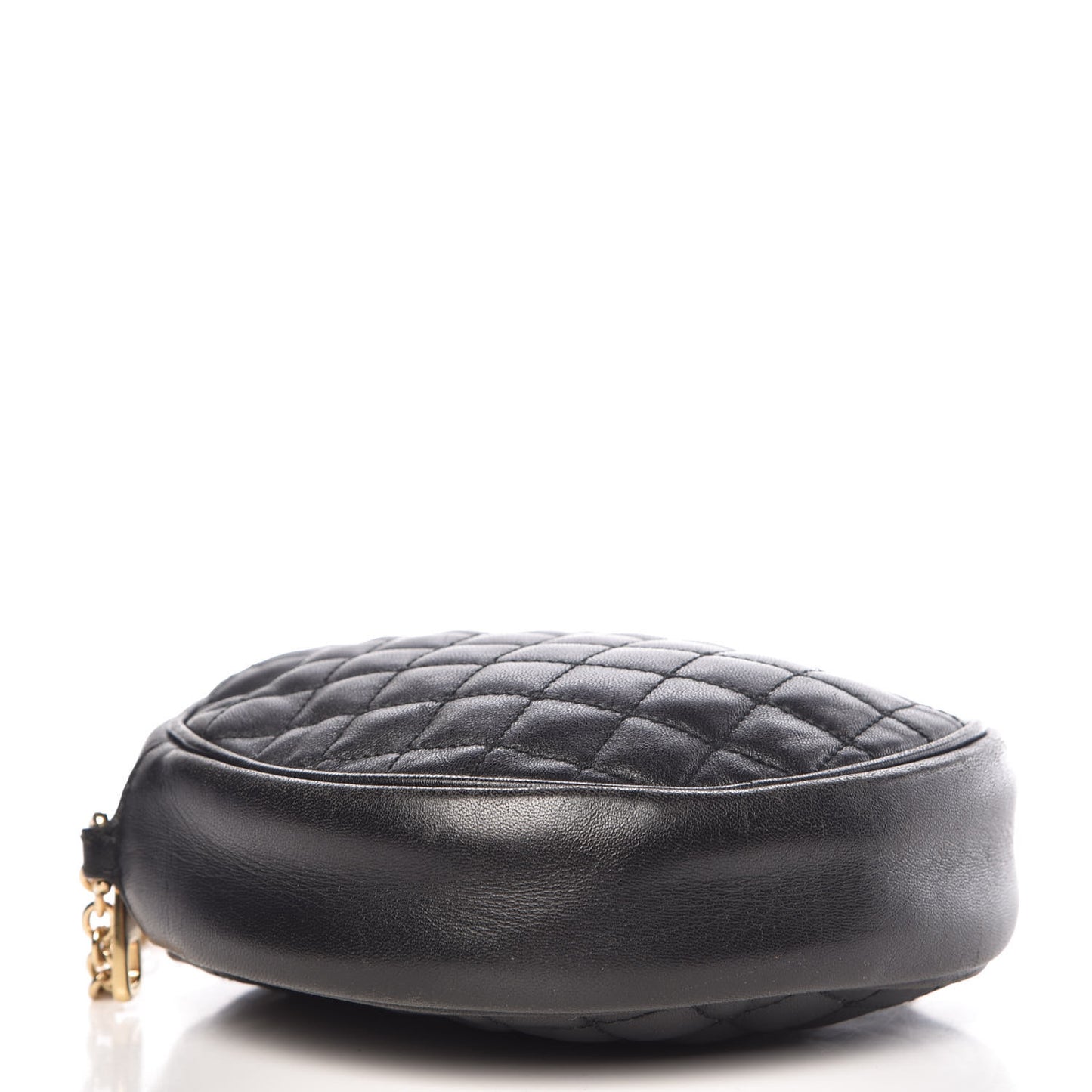 Lambskin Quilted Round Shoulder Bag Black