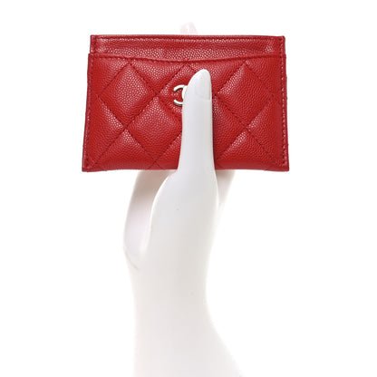 Chanel Caviar Quilted Card Holder Red 2 of 9