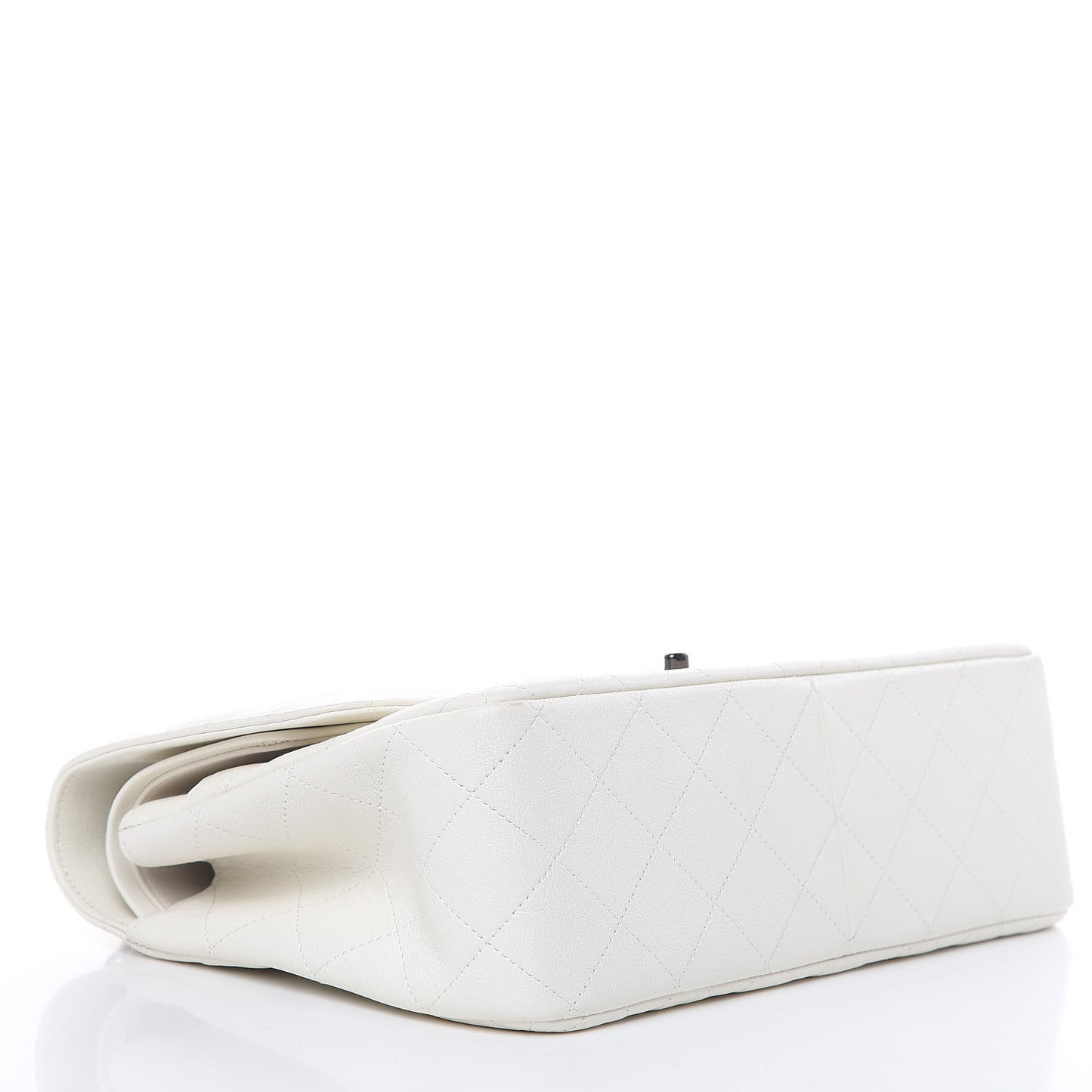 Calfskin Quilted Jumbo Double Flap White
