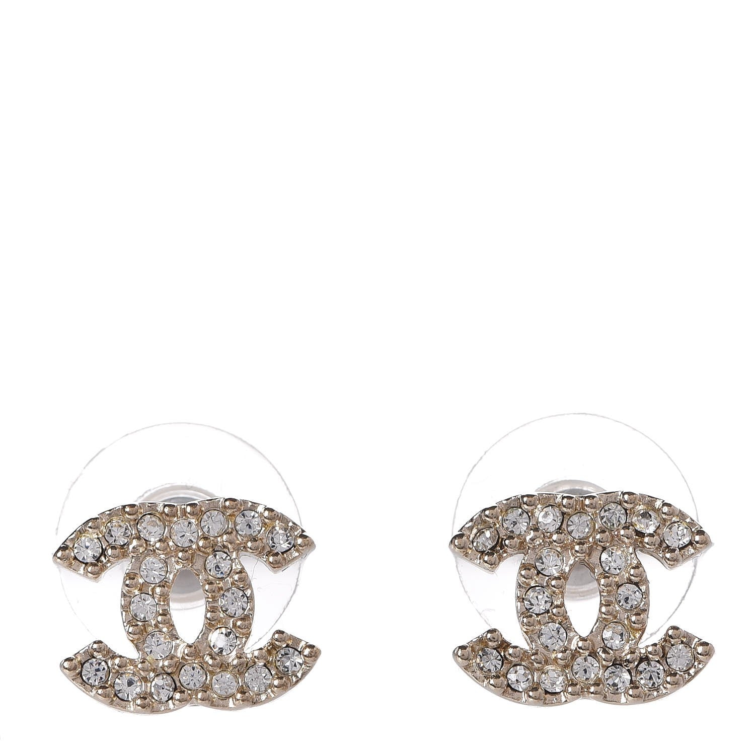 Chanel Crystal CC Earrings Light Gold 1 of 5