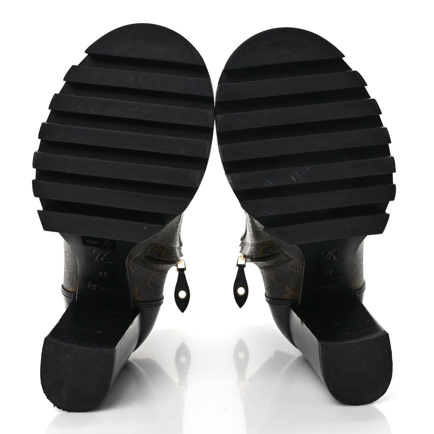 Patent Calfskin Monogram Star Trail Ankle Boots 37 Black