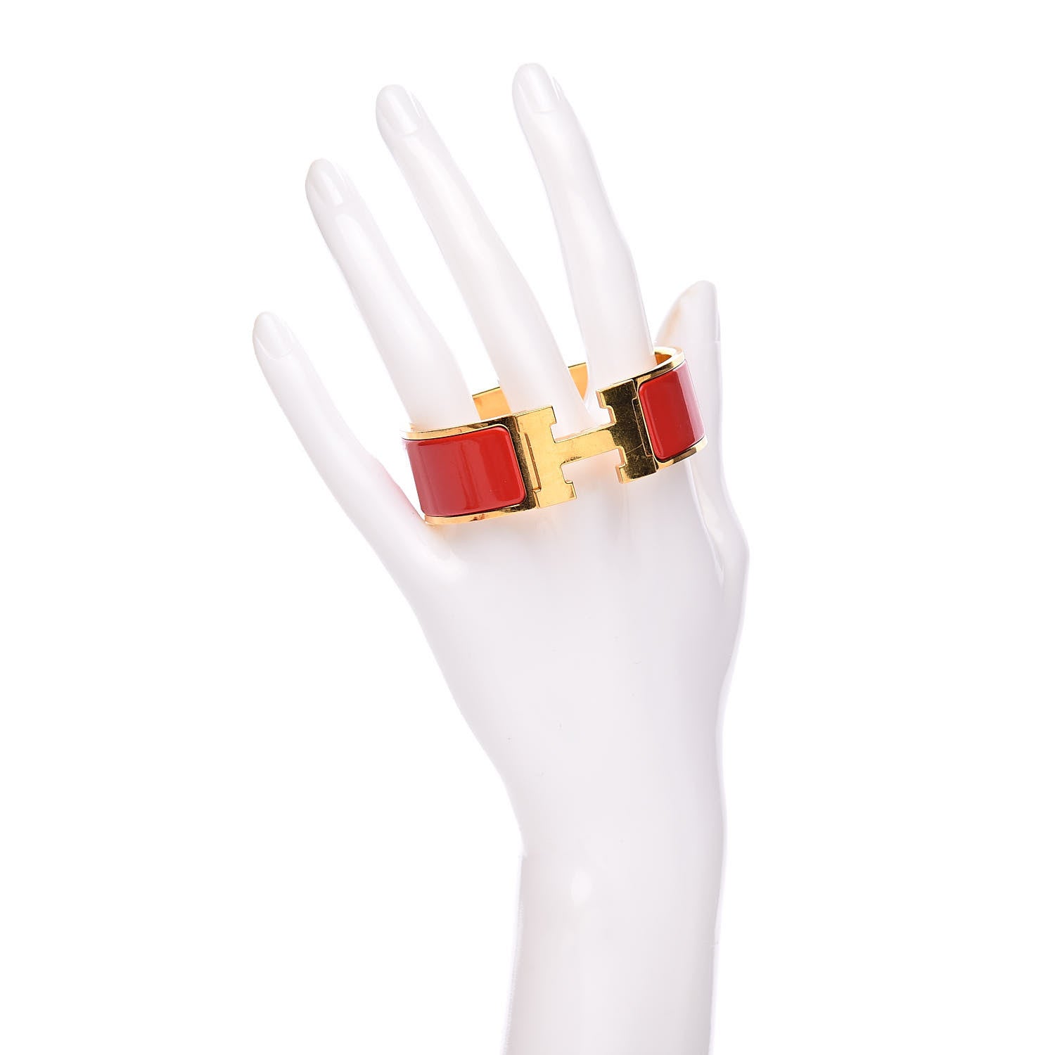 Hermes Enamel Wide Clic Clac H Bracelet PM Red 2 of 5
