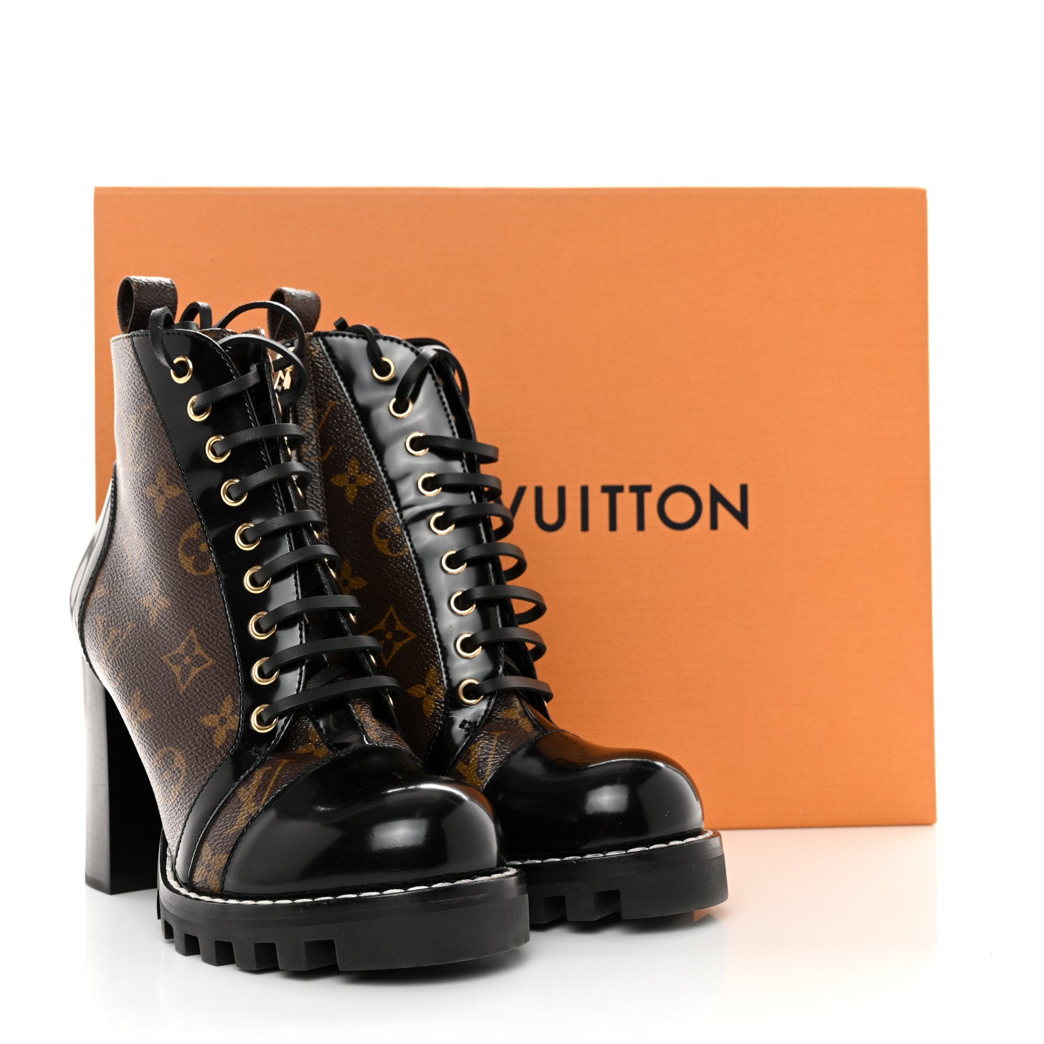Louis Vuitton Patent Calfskin Monogram Star Trail Ankle Boots 38 Black 9 of 9