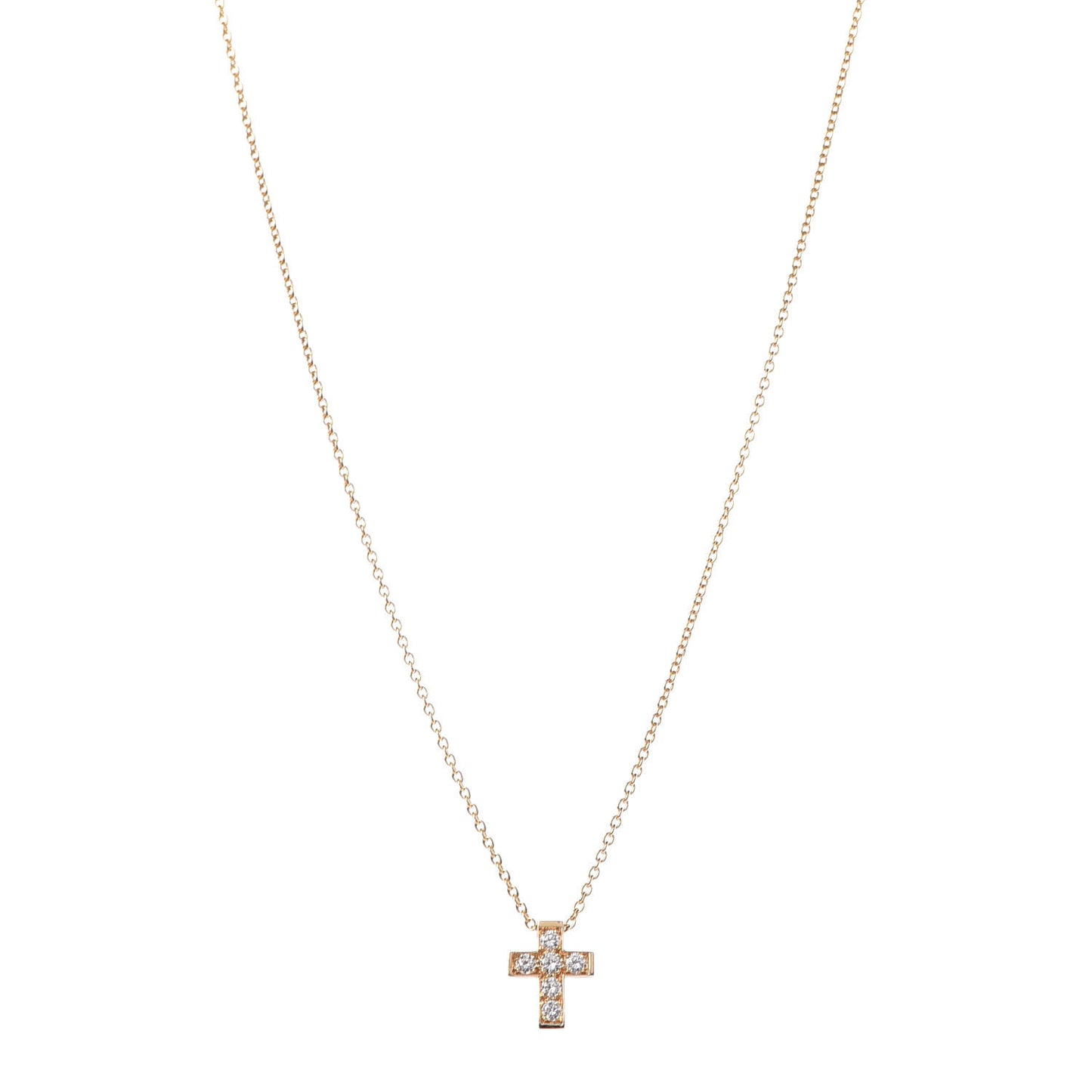 18K Yellow Gold Diamond Cross Pendant Necklace