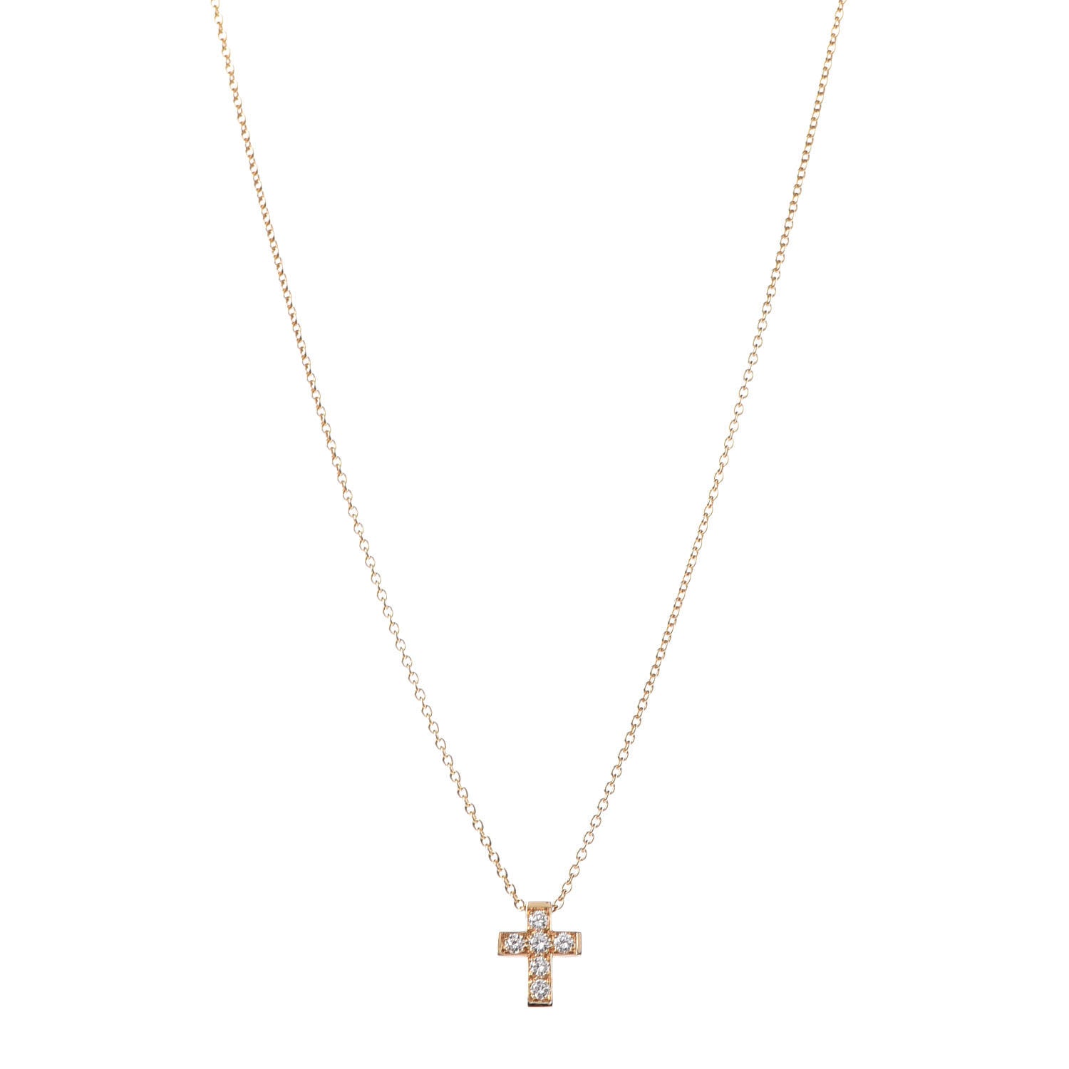 Van Cleef & Arpels 18K Yellow Gold Diamond Cross Pendant Necklace 1 of 6