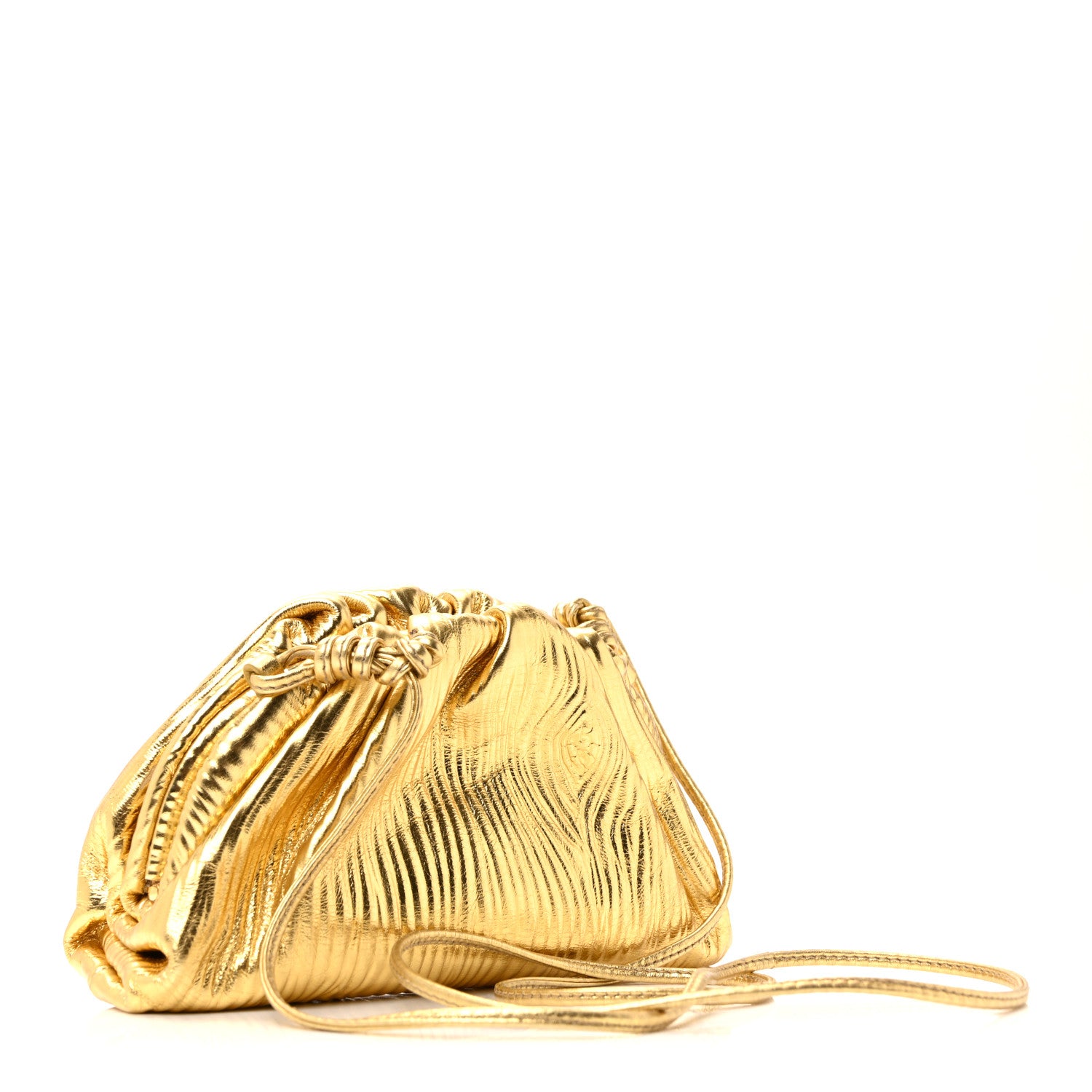バクテラス　ゴールド　金 Bottega Veneta Metallic Bark Calfskin The Mini Pouch Gold 1822334