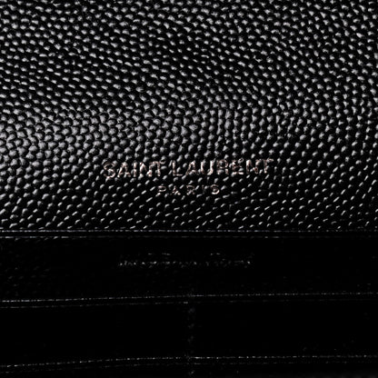 Saint Laurent Grain De Poudre Matelasse Chevron Monogram Chain Wallet Black 8 of 8