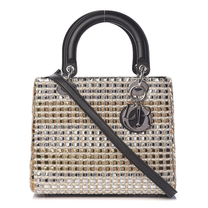 Christian Dior Metallic Tweed Medium Lady Dior Silver Gold 1 of 10