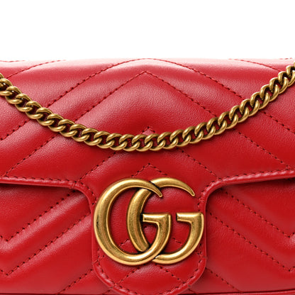 Gucci Calfskin Matelasse Super Mini GG Marmont Shoulder Bag Hibiscus Red 8 of 10