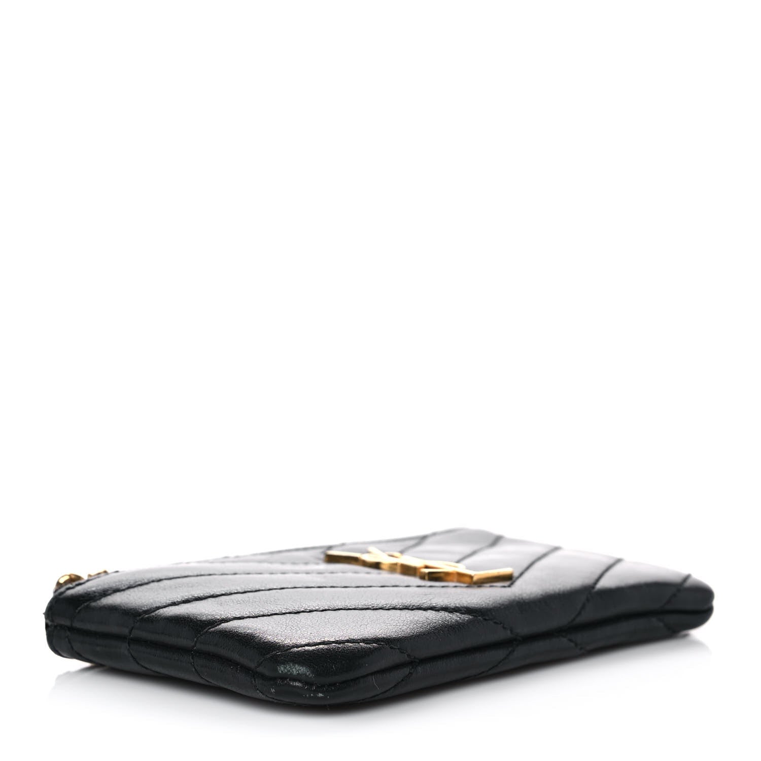 Saint Laurent Calfskin Matelasse Monogram Key Pouch Black 4 of 9