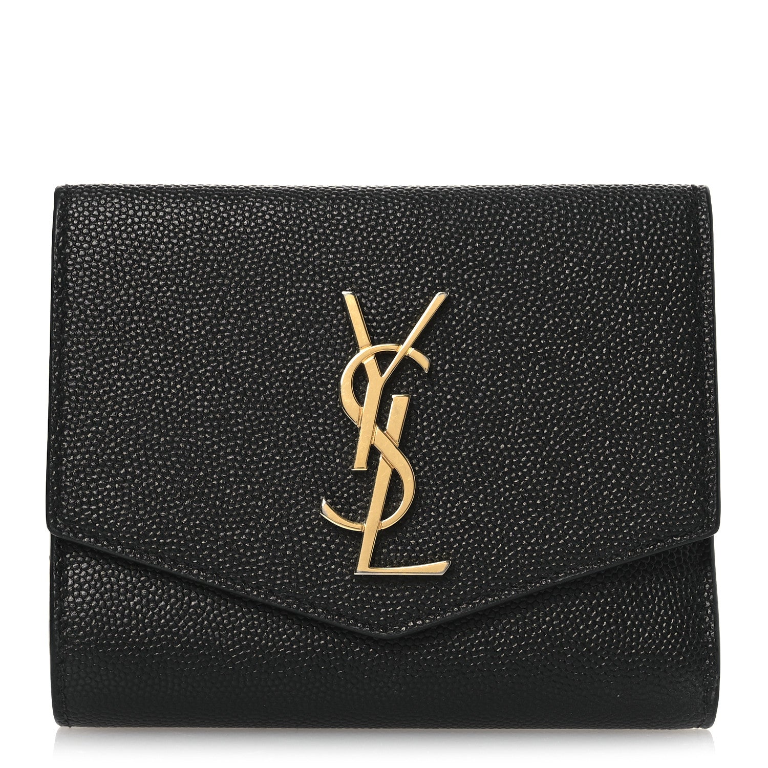 Saint Laurent Grain De Poudre Monogram Bi-Fold Wallet Black 1 of 12