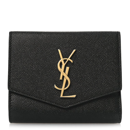 Saint Laurent Grain De Poudre Monogram Bi-Fold Wallet Black 1 of 12
