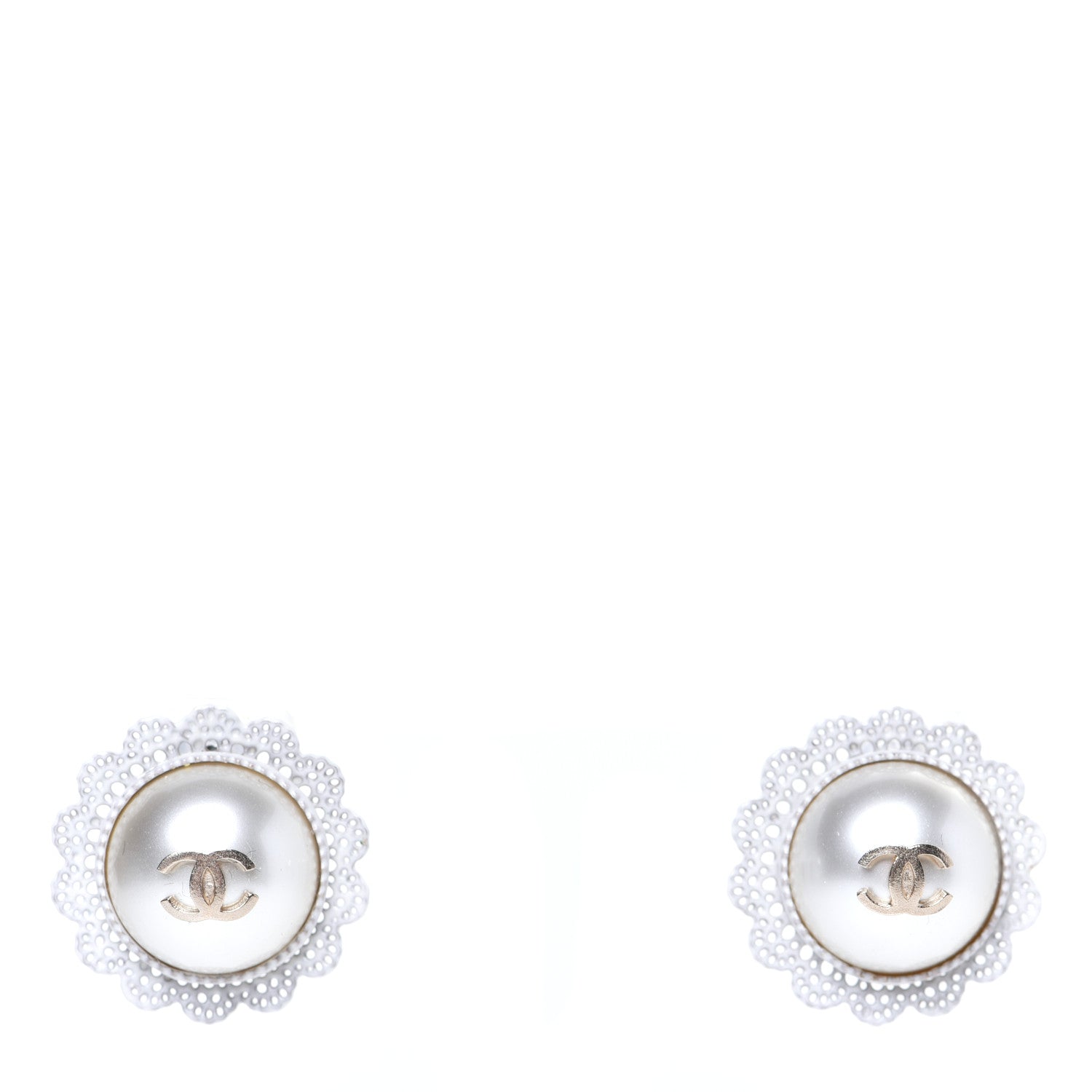 Chanel Pearl CC Round Earrings Light Gold 1 of 4