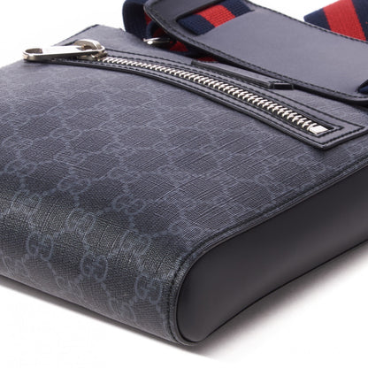 Gucci GG Supreme Monogram Web Small Flat Messenger Bag Black Grey 5 of 8
