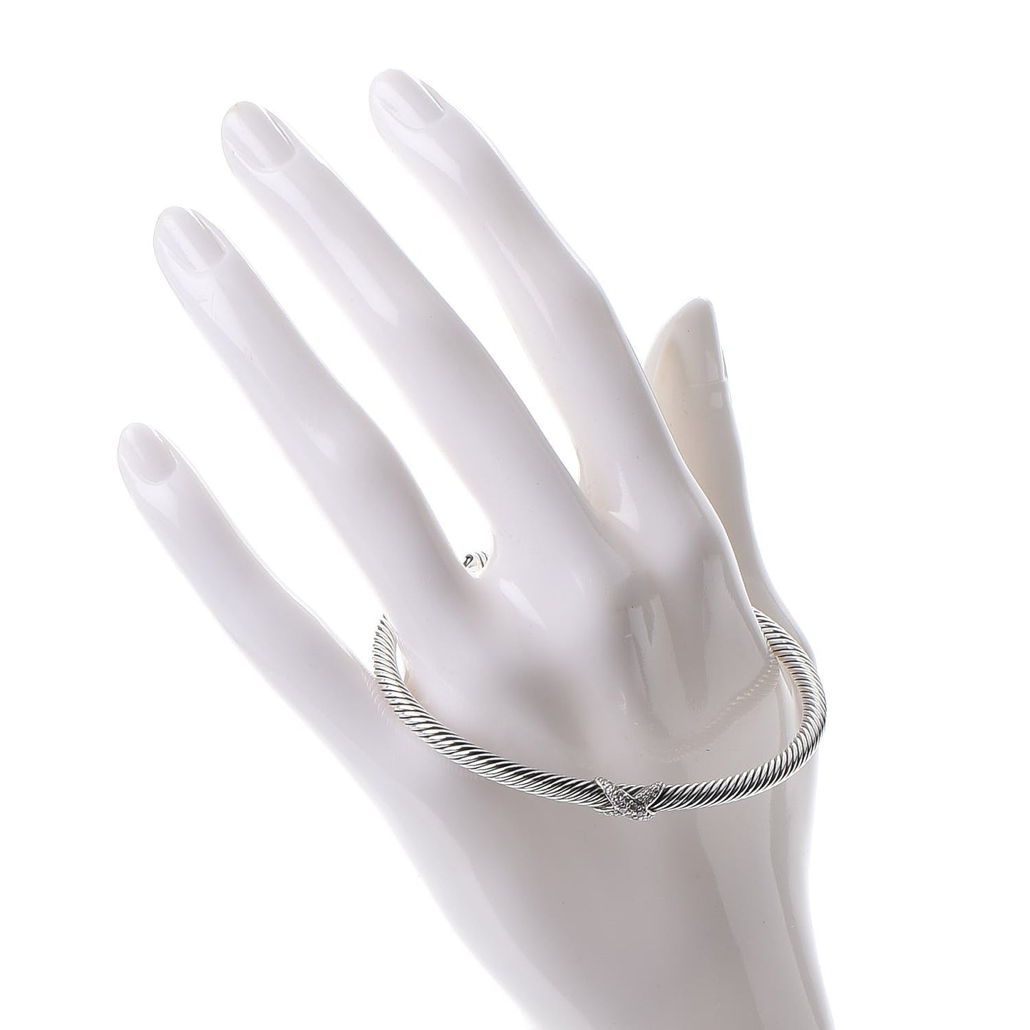 Sterling Silver Diamond 4mm X Cable Bracelet