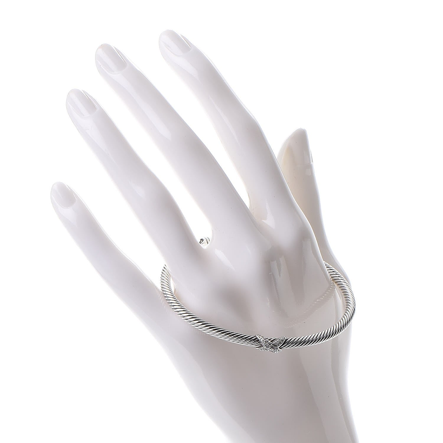 David Yurman Sterling Silver Diamond 4mm X Cable Bracelet 2 of 4