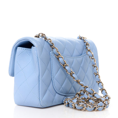 Chanel Lambskin Quilted Mini Rectangular Flap Light Blue 3 of 11
