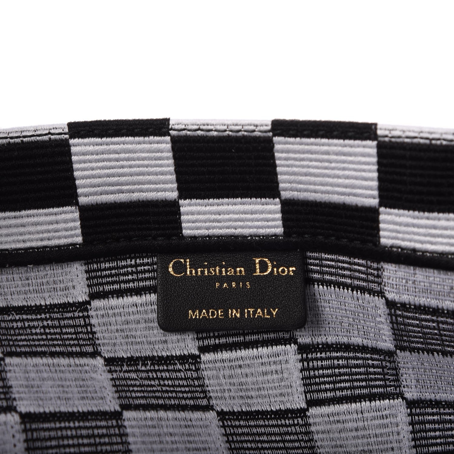 Christian Dior Canvas Embroidered Checkered Book Tote Black White 6 of 7
