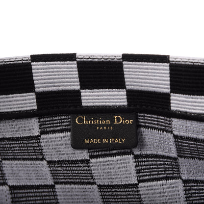 Christian Dior Canvas Embroidered Checkered Book Tote Black White 6 of 7
