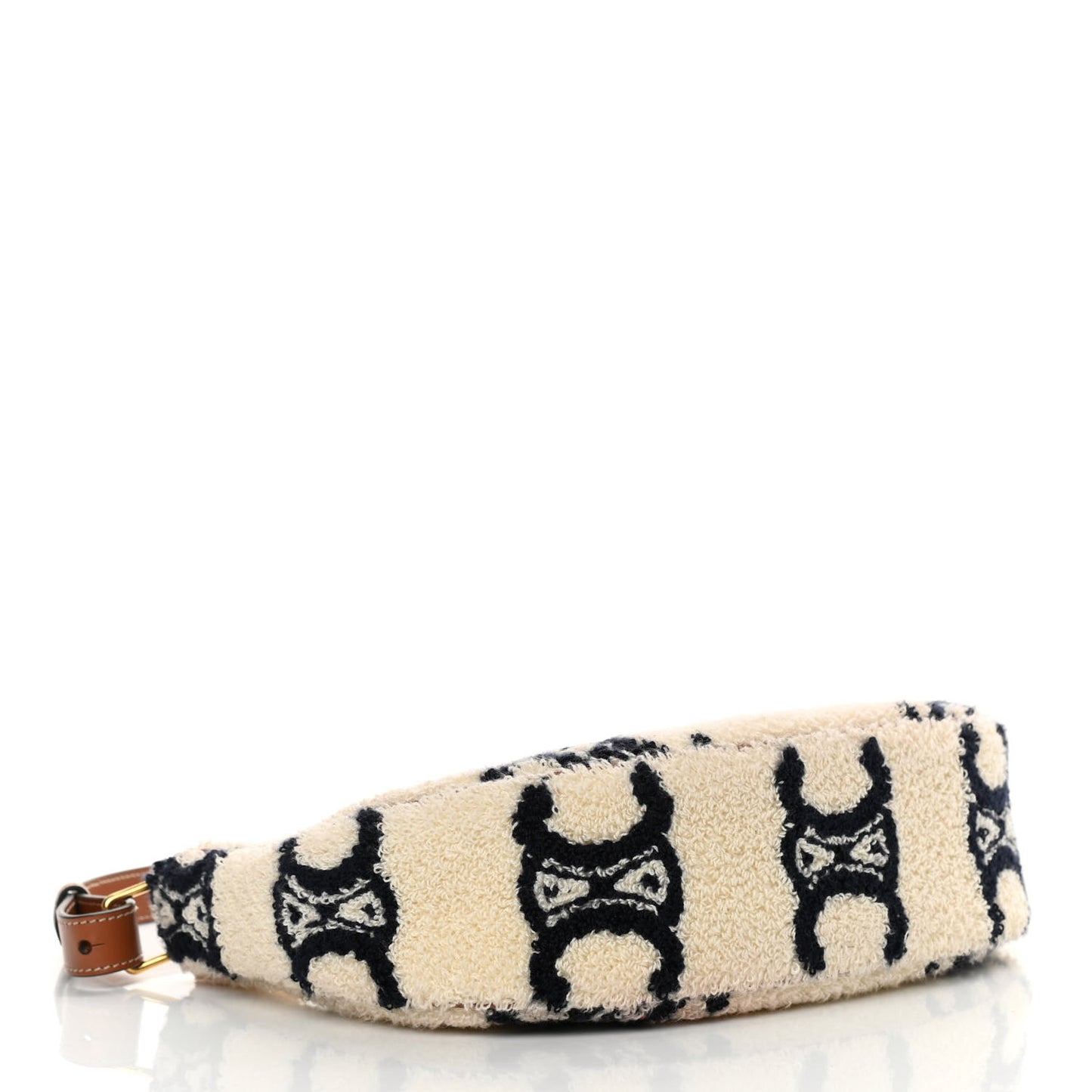 Bouclette Embroidered Ava Triomphe Shoulder Bag Navy Tan