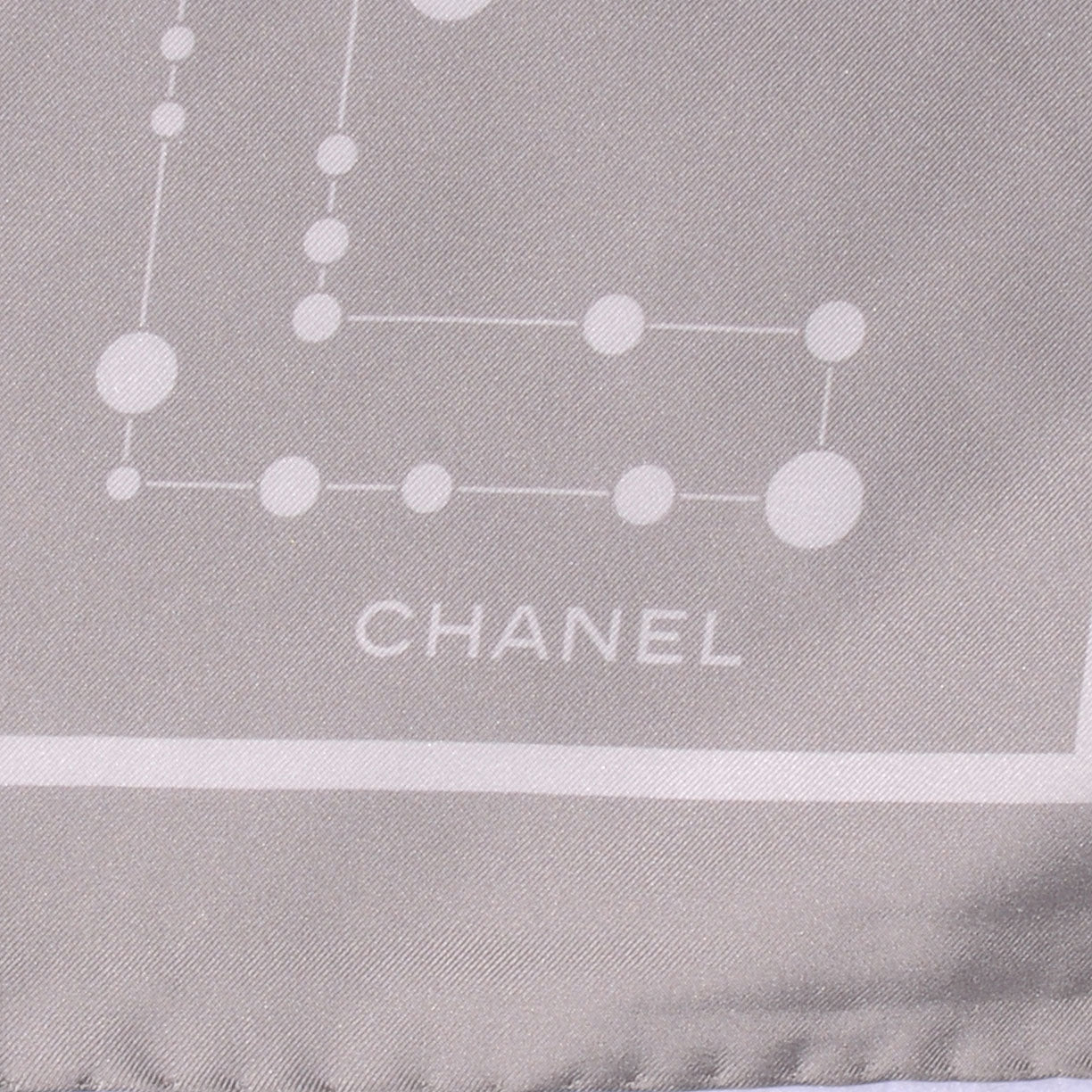 Chanel Silk Camellia Constellation CC Reversible Square Scarf Pink Grey 3 of 5