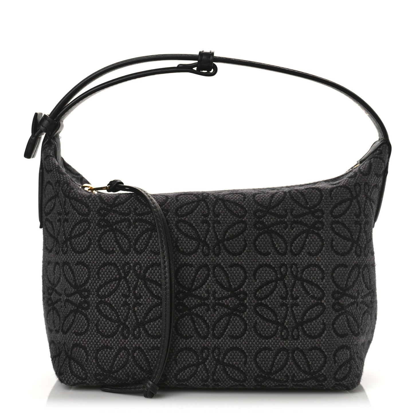 Jacquard Anagram Calfskin Small Cubi Bag Anthracite Black