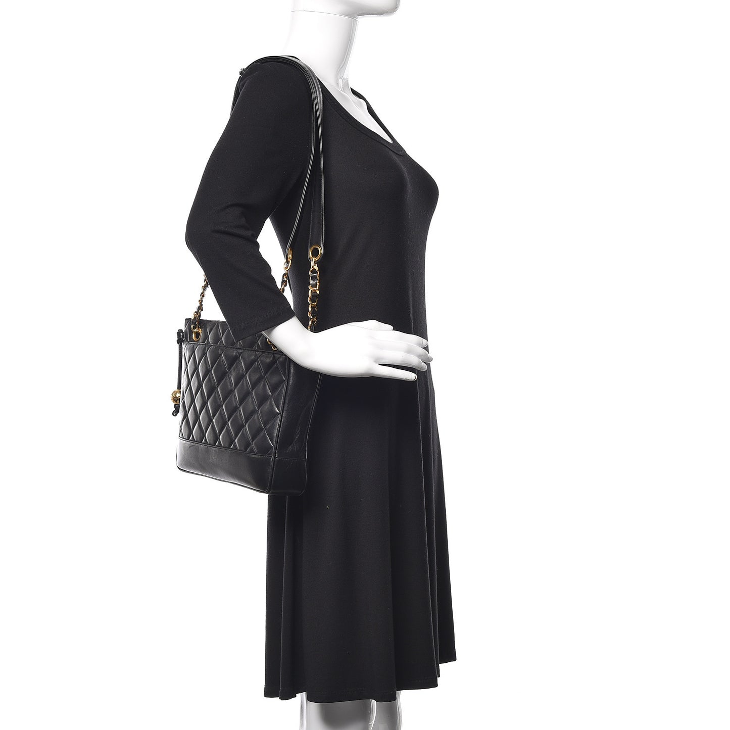 Lambskin Quilted Shoulder Bag Black