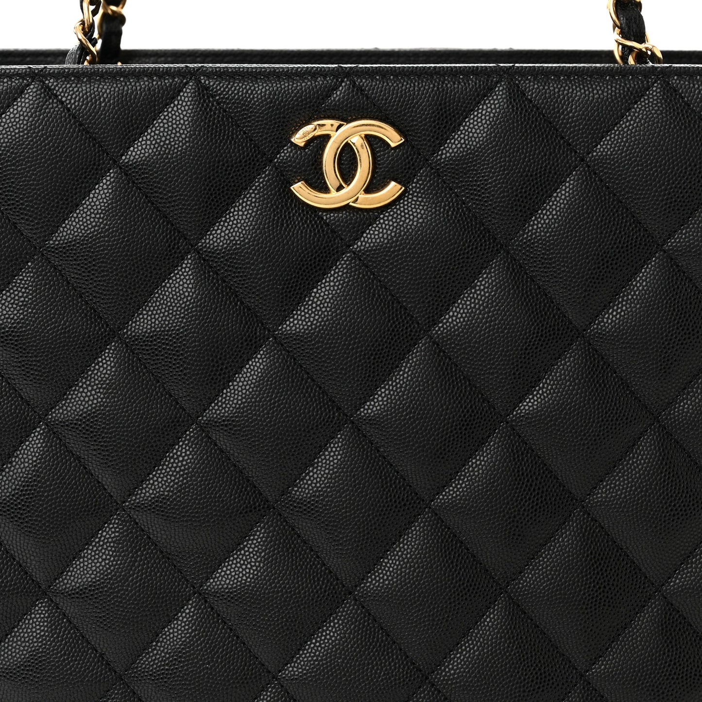 Caviar Quilted Small Shopping Tote Black