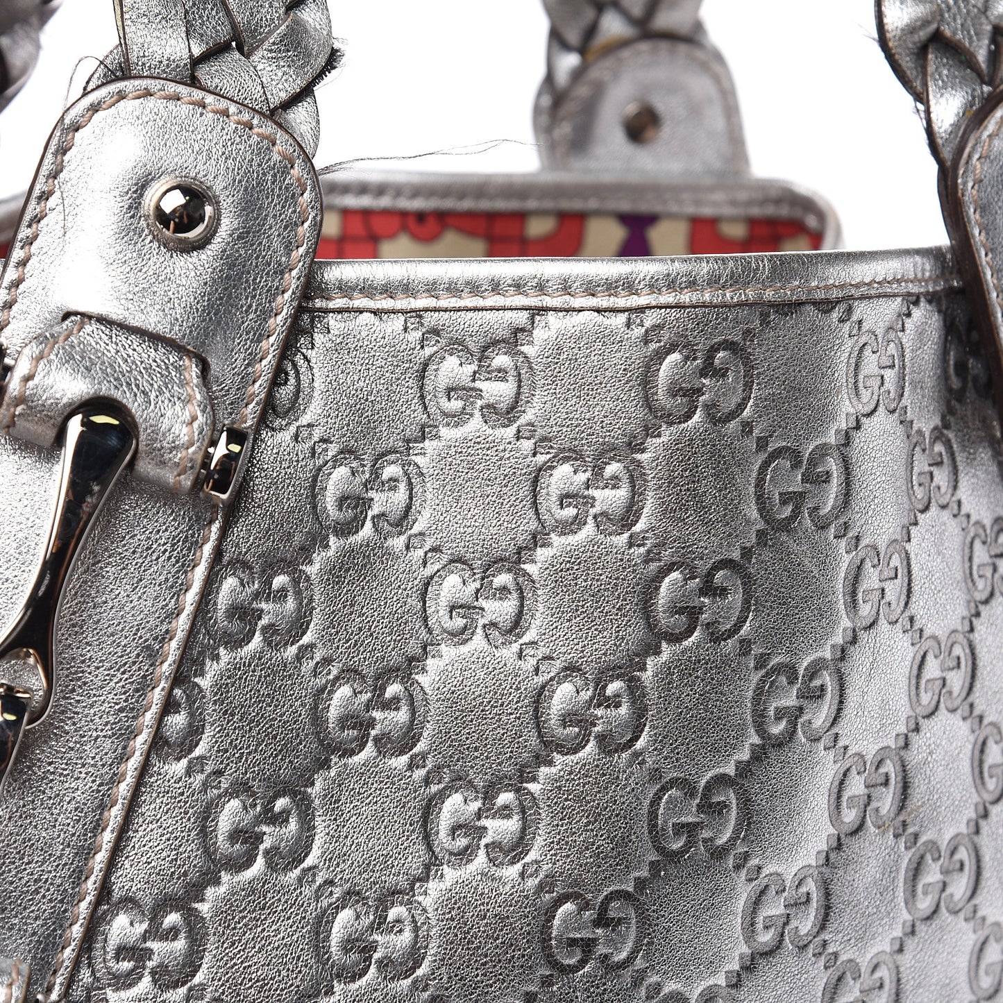 Metallic Guccissima Small Pelham Shoulder Bag Silver