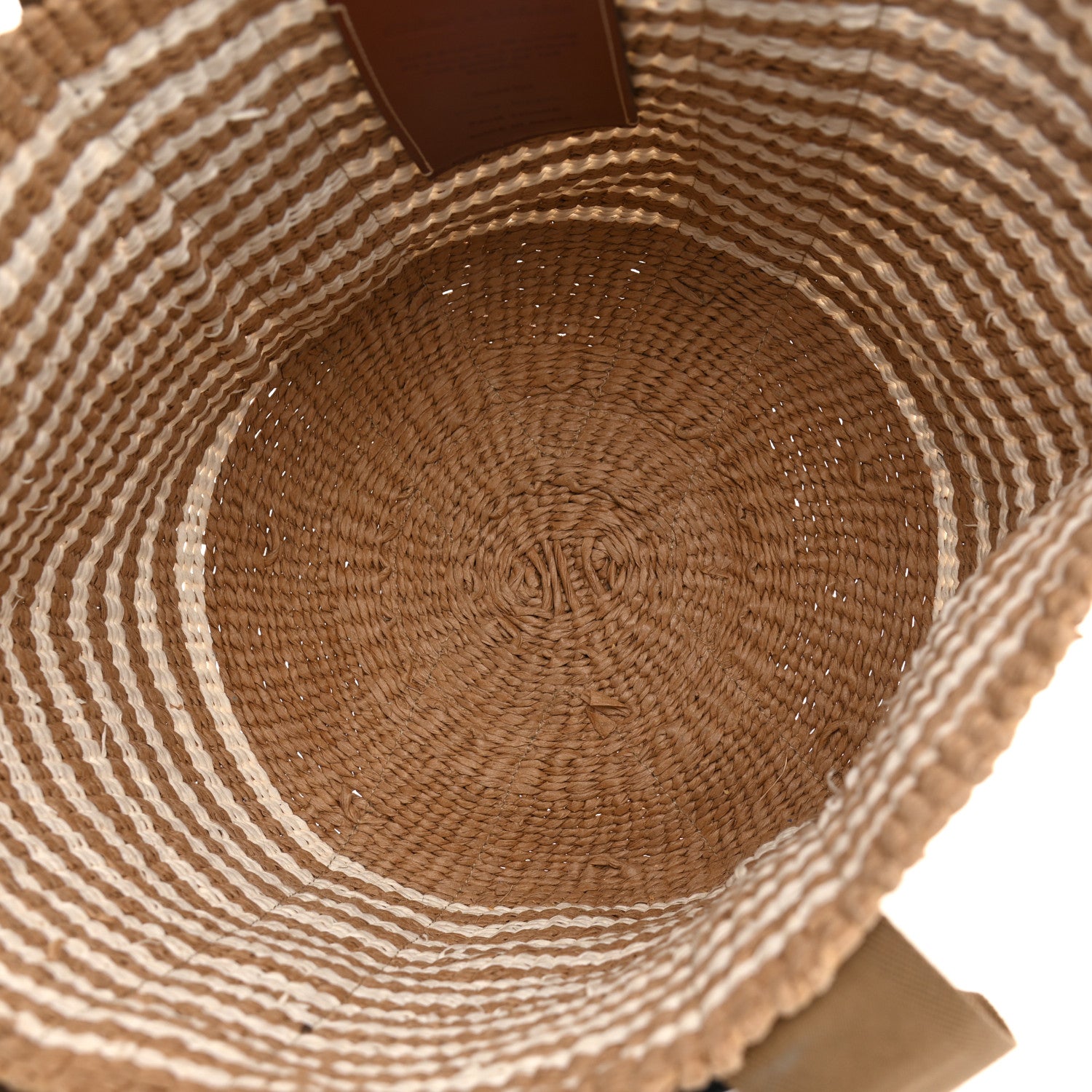 Chloe Raffia Calfskin Large Woody Striped Basket Bag Brown 7 of 9