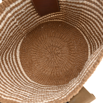 Chloe Raffia Calfskin Large Woody Striped Basket Bag Brown 7 of 9