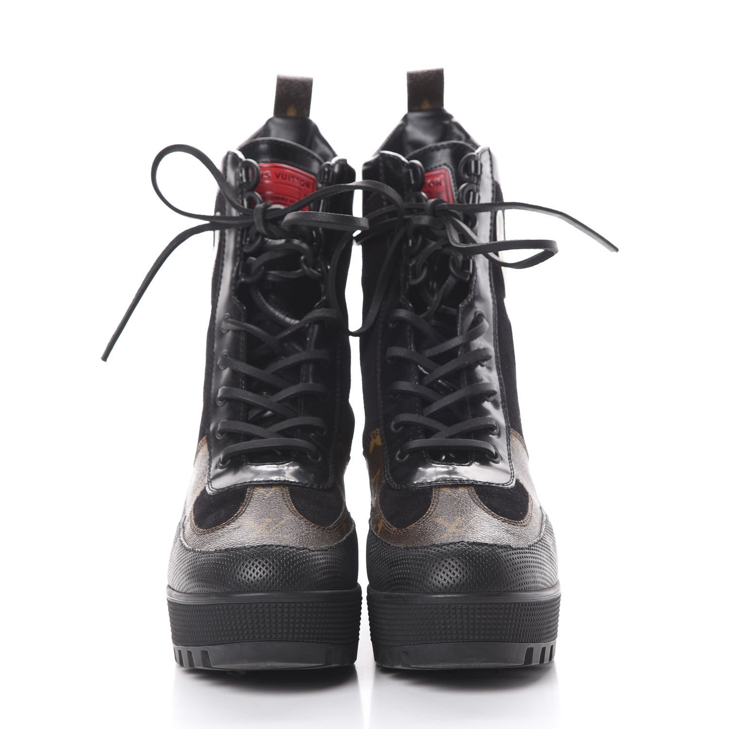 Suede Calfskin Monogram World Tour Platform Desert Boots 40 Black