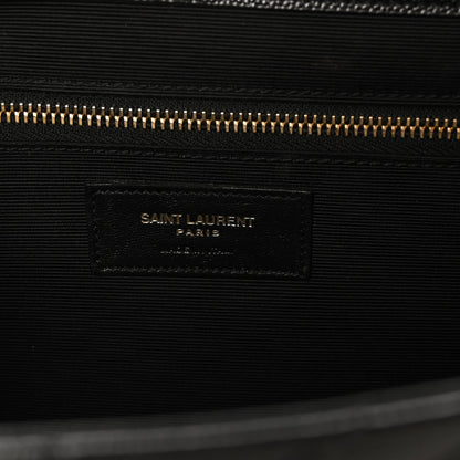 Saint Laurent Grain De Poudre Matelasse Chevron Large Monogram Satchel Black 6 of 9