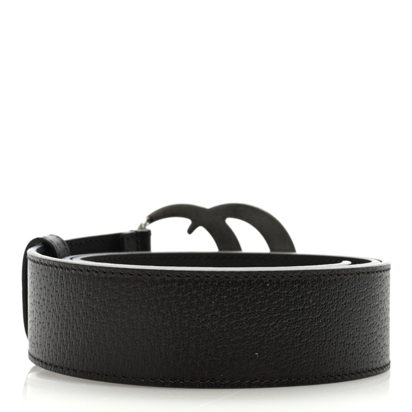 Textured Dollar Calfskin Nickel Double G 40mm Belt 80 32 Dark Cocoa