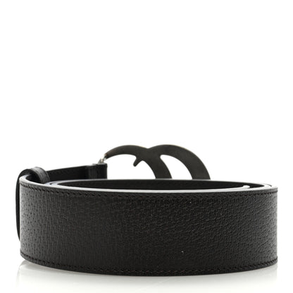 Gucci Textured Dollar Calfskin Nickel Double G 40mm Belt 80 32 Dark Cocoa 2 of 4