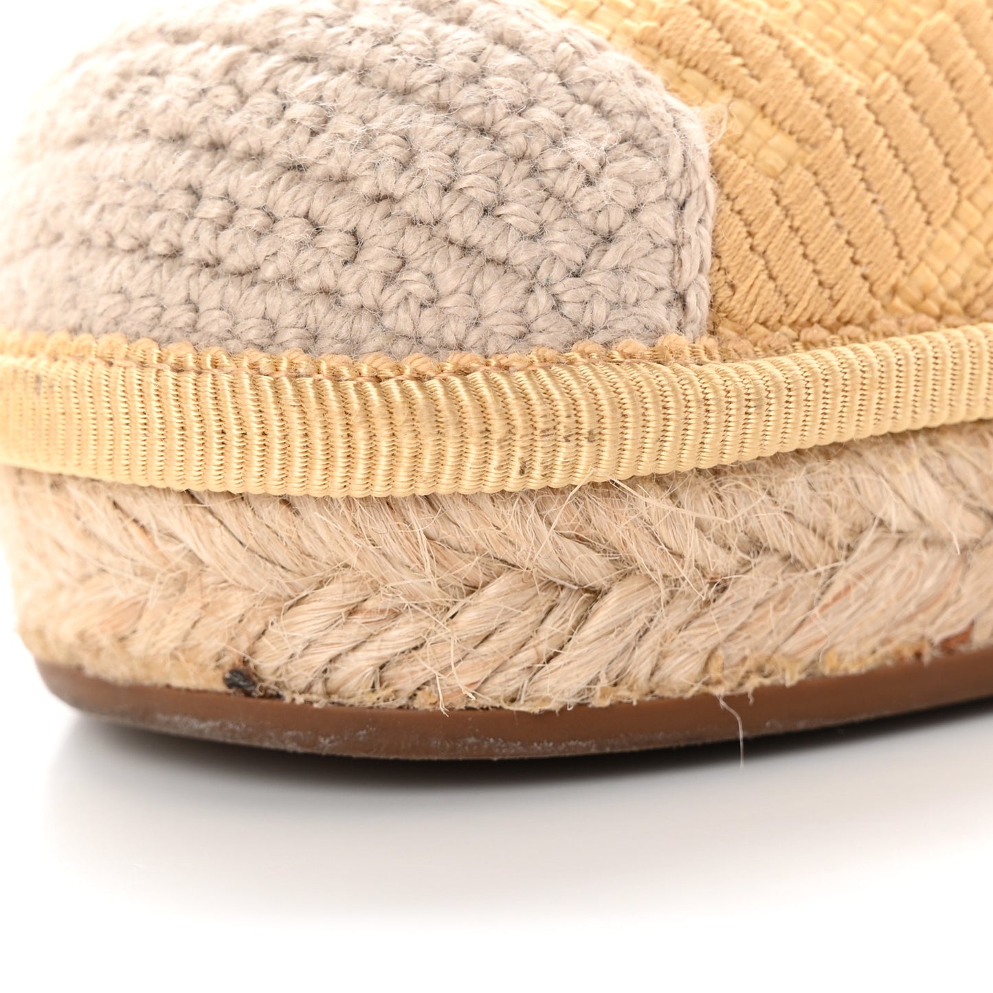Rafia FF Embroidered Roma Ankle Wrap Espadrille Wedges 38 Natural