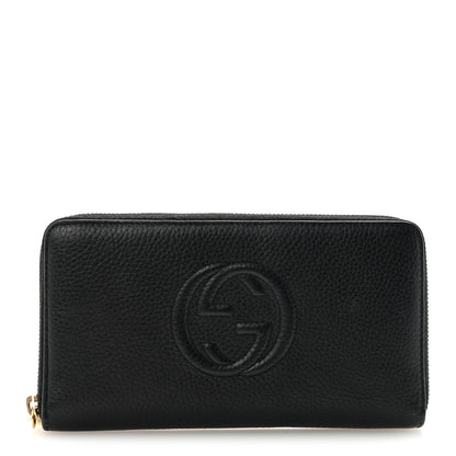 Gucci Pebbled Calfskin Soho Zip Around Wallet Black 1 of 8