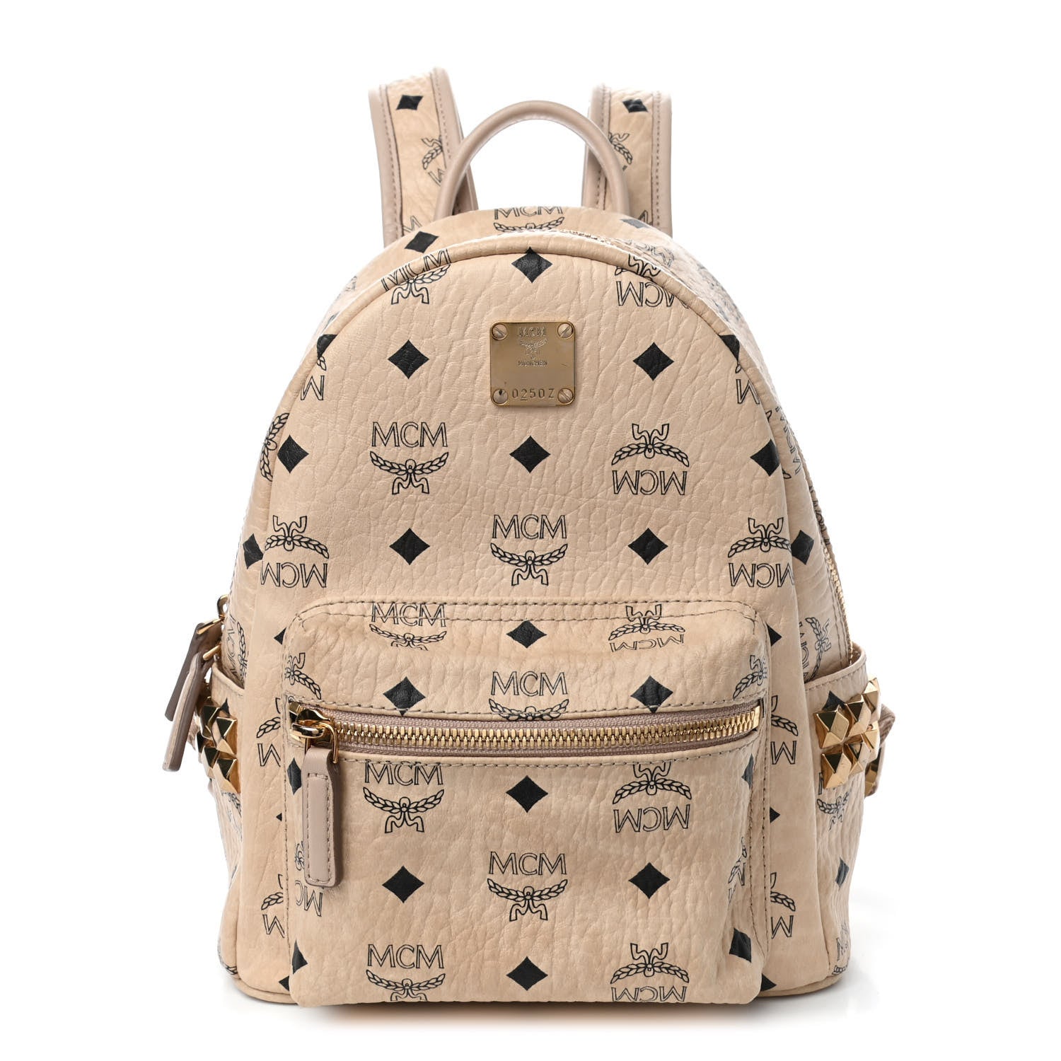 MCM Visetos Small Side Stud Stark Backpack Beige 1 of 4