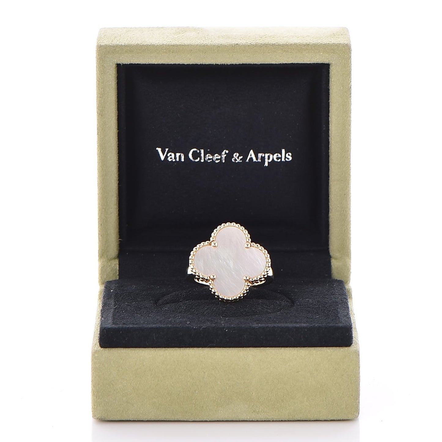 18K Yellow Gold Mother of Pearl Magic Alhambra Ring 56 7.75