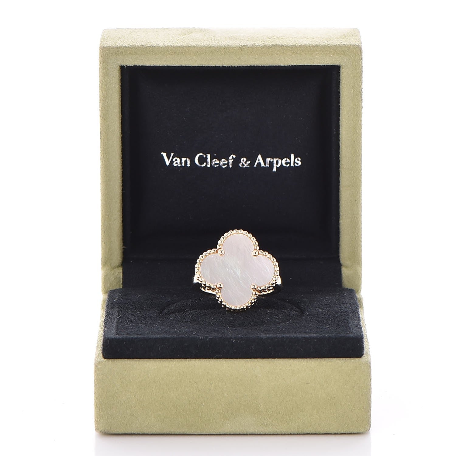 Van Cleef & Arpels 18K Yellow Gold Mother of Pearl Magic Alhambra Ring 56 7.75 5 of 5