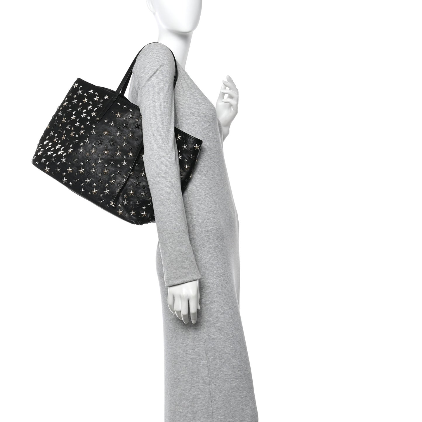 Calfskin Star Studded Tote Black