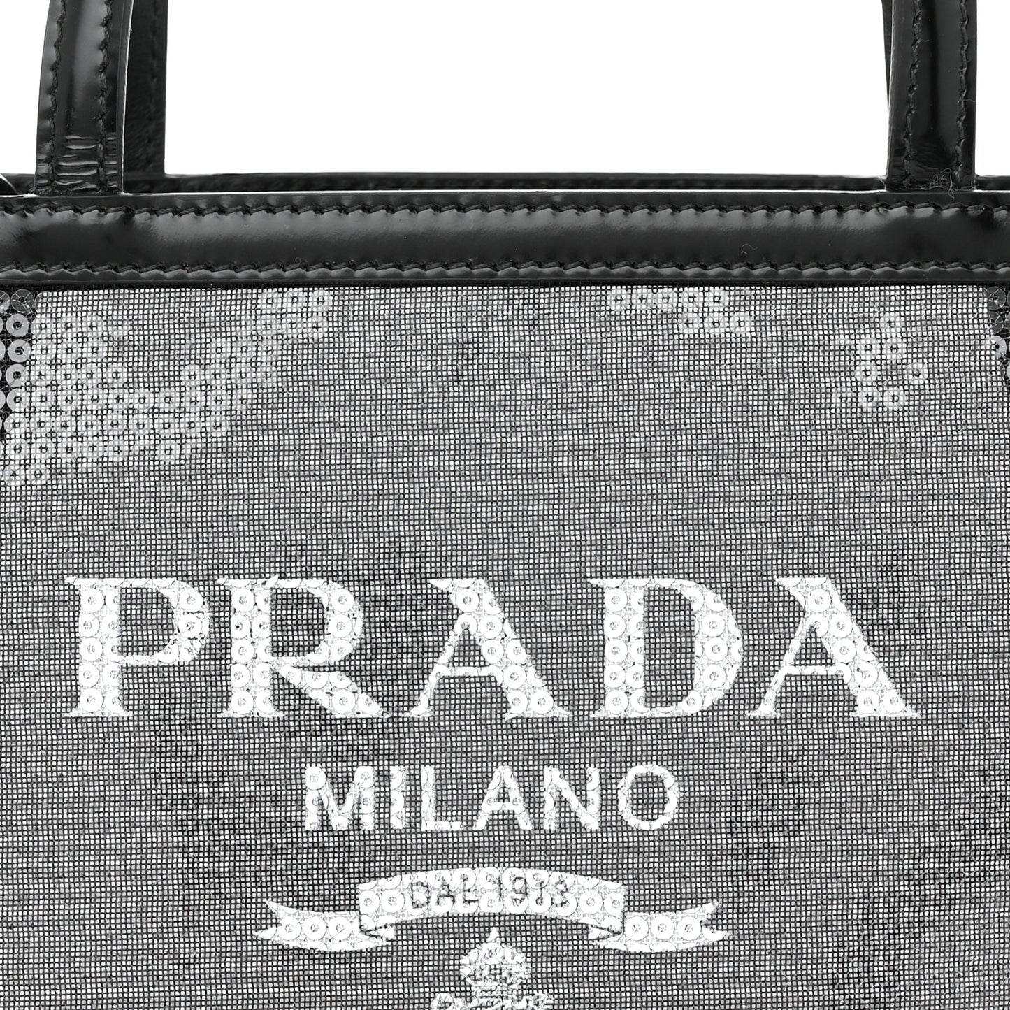Sequin Mesh Small Tote Bag Black