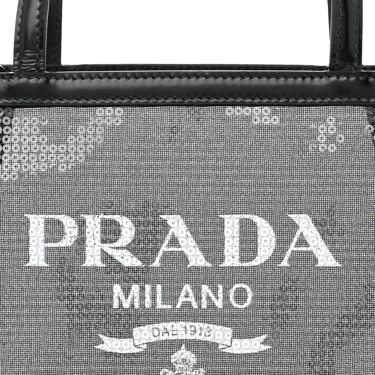 Prada Sequin Mesh Small Tote Bag Black 8 of 11