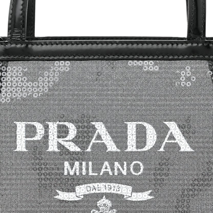 Prada Sequin Mesh Small Tote Bag Black 8 of 11