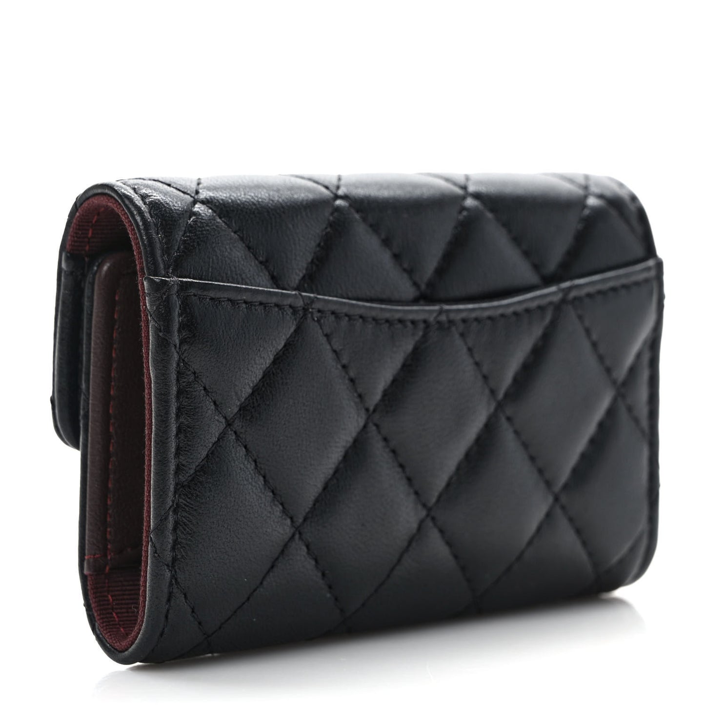 Lambskin Quilted 4 Key Holder Black