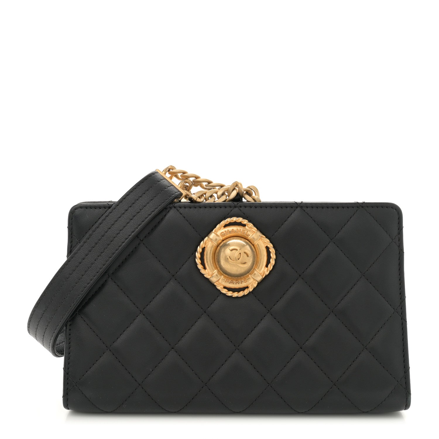 Chanel Lambskin Quilted Evening By The Sea Clutch Black 1 of 10